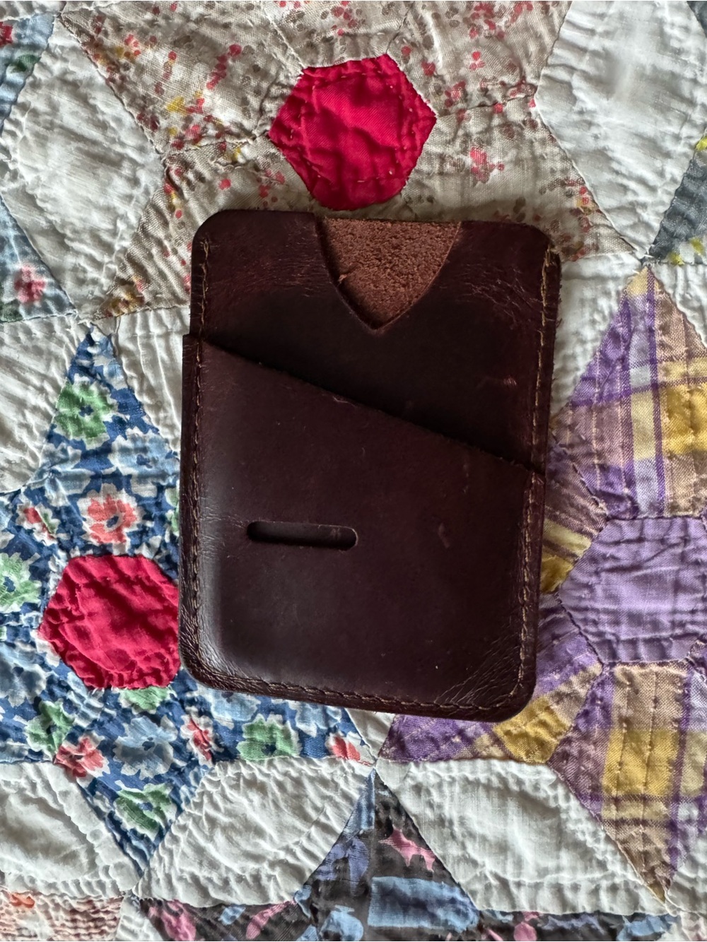 Leather Card Wallet Sleeve - Brown